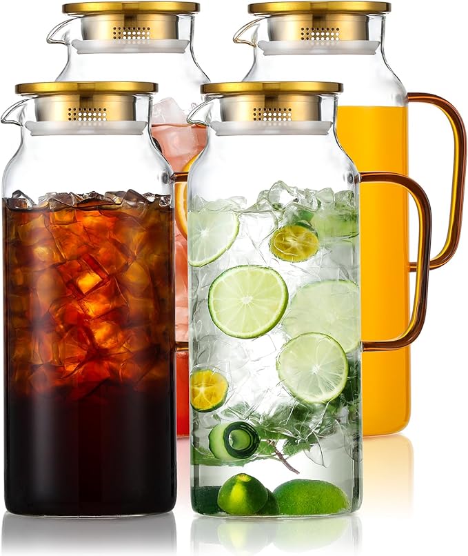 4 Pack 2 Liter/68 oz Glass Pitcher