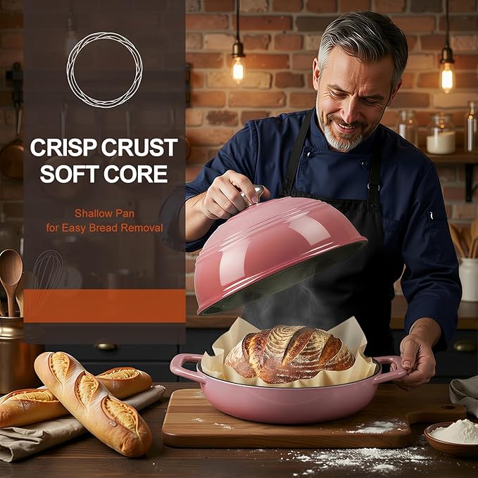 Overmont Enameled Cast Iron Bread Oven - 6QT Bread Dutch Oven