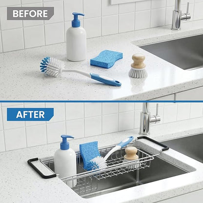 TreeLen Over The Kitchen Sink Caddy Sponge Holder Organizer Drying Rack