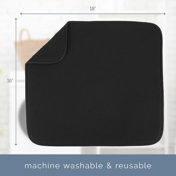 S&T INC. Dish Drying Mat, 16” x 18”, Absorbent Microfiber Kitchen Counter Mat