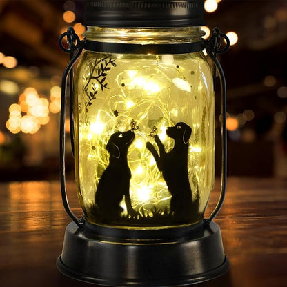 kyoryuger Dog Solar Lanterns 3in1 Dog Lights Garden Decor Gifts for Women Mom Grandma Unique Teen Girl Gifts for Dog Lovers Decorative Pet Memory Lanterns for Yard Lawn Patio Landscape