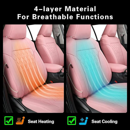 EKR Rav4 Seat Covers Custom Fit for Toyota Rav4 (Hybrid) Woodland/Limited 2026, Leather Car Seat Cover Full Set for SUV,Faux Leather(Pink)
