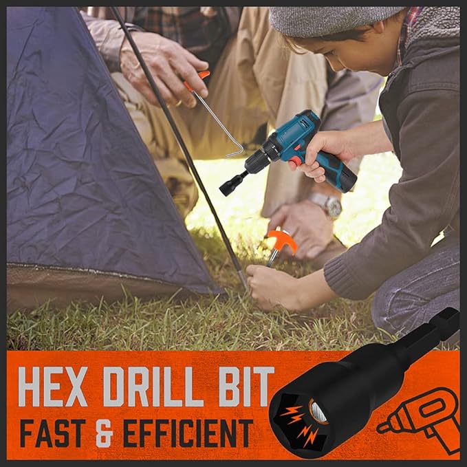 HORUSDY Tent Stakes Heavy Duty, 18-Pack 8.07 Inch Tent Stakes with with 4x13ft Rope & 1 Stopper T Pull Hook