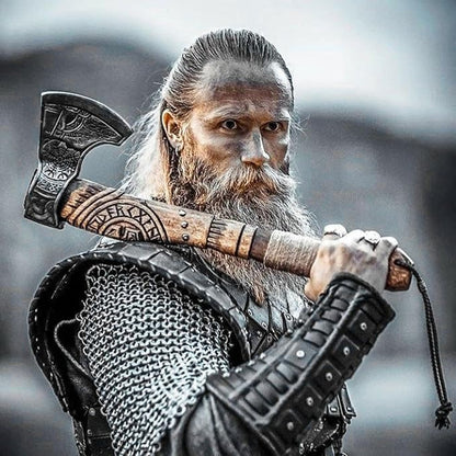 Hand Forged Viking Axe – Carbon Steel Blade with Ash Wood Handle and Leather Sheath, Camping, Hunting, Outdoor Hatchet Valhalla Ax, Medieval Axe, Authentic Norse Axe, Historical Gift for Men