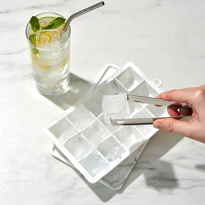 Host Ice Cube Tray with Lid, Makes 15 1.25" Cubes, Durable Silicone Trays