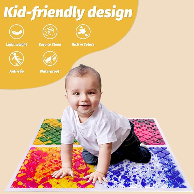 Liquid Lava Tiles for Kids： 11.8x11.8 in Educational Play Mat with Non-Slip Base Develop Motor Skills & Creativity for Children 3-12 Years (4 Pack C)