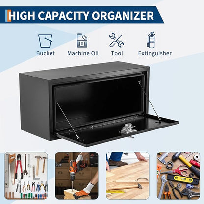 Garvee Black Steel Truck Bed Tool Box, Trailer Tongue Box, Truck Storage Organizer Tool Chest For Truck Bed, RV, Trailer (18 * 18 * 30-Black)