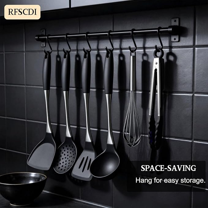 Premium Black Silicone Cooking Utensils Set