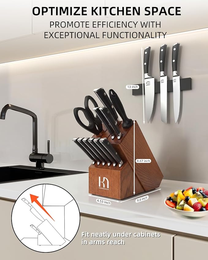 KnifeSaga Knife Set, Enduring Razor-Sharp High Carbon Stainless Steel Chef
