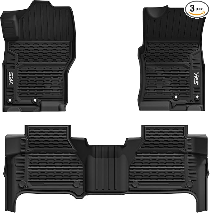3W Floor Mats for Nissan Frontier 2022-2026 Crew Cab(Not for 2nd with Under Seat Speaker), All Weather TPE Custom Fit Car Liner for Frontier Crew Cab Pickup, Frontier Accessories, Black