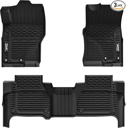 3W Floor Mats for Nissan Frontier 2022-2026 Crew Cab(Not for 2nd with Under Seat Speaker), All Weather TPE Custom Fit Car Liner for Frontier Crew Cab Pickup, Frontier Accessories, Black