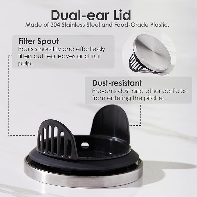 Delove Glass Pitcher with Lid & Shatterproof Shell – Heat-Resistant
