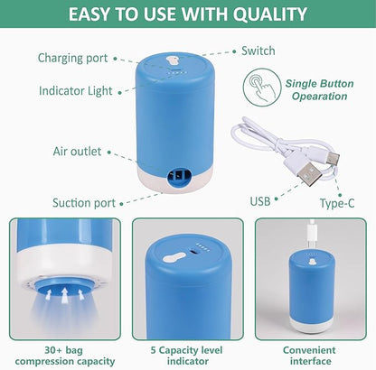 Cozy Essential 35 Pack Vacuum Storage Bags with Electric Pump, Vacuum Seal Space Saver Bags for Clothing, Pillows, Blanket, Bedding, Comforters