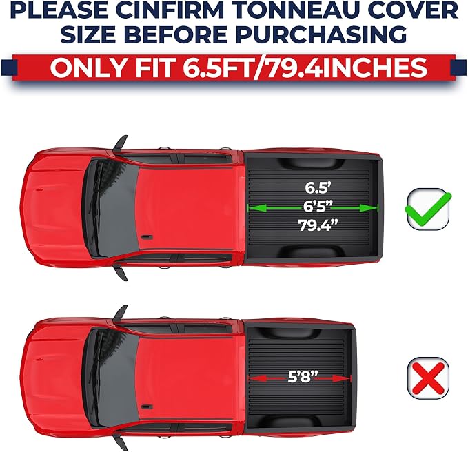 MOSTPLUS Quad FOLD Truck Bed Tonneau Cover Soft Compatible for 1988-2006 Chevy Silverado/GMC Sierra 1500 2500 3500 HD (Incl. 2007 Classic) | Fleetside 6.5 FT On Top