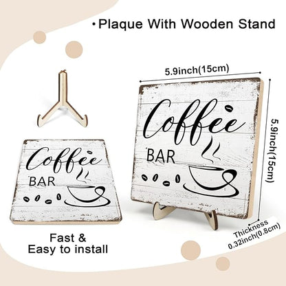 Coffee Bar Decor Sign – Rustic Wooden Plaque
