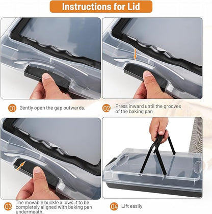 Sheet Cake Pan with Lid, Non-Stick Ceramic Coating Baking Pan, Oven Safe 450°F