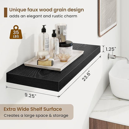 24in Floating Shelves for Wall, 2 Pack Long Wall Mounted Engineered Wood Shelves