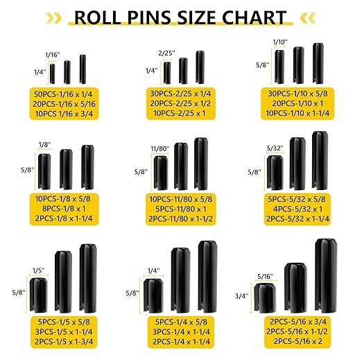 274Pcs Roll Pins Assortment, 65Mn Steel Black Roll Pins