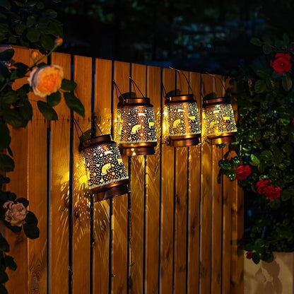 2 Pack Cat Solar Lanterns Outdoor Waterproof Hanging Solar Lights Cat Gifts for Women Men Metal Decorative LED Cat Lanterns for Garden Decor,Yard,Patio,Lawn,Tabletop,Pathway,Landscape