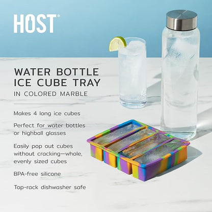 Host Ice Cube Tray, Makes Four 5-Inch Long Cubes, Durable Silicone Trays
