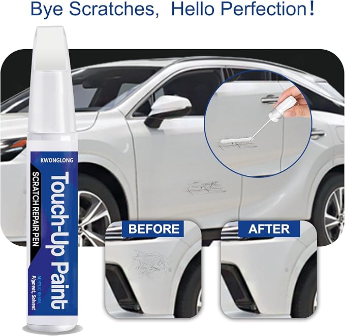 Eminent White 085 Car Touch-Up Paint Compatible with Lexus, 2-in-1 Car Paint Scratch Repair Kit, Quick & Easy Solution to Repair