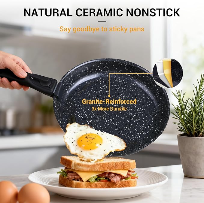 Ammeloo 21 Pcs Pots and Pans Set Non Stick, Ceramic Kitchen Cookware Set
