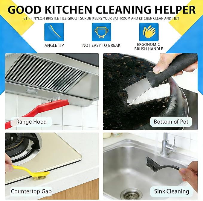 Crevice Cleaning Brush Set – Hard Bristle Gap Cleaning Tool