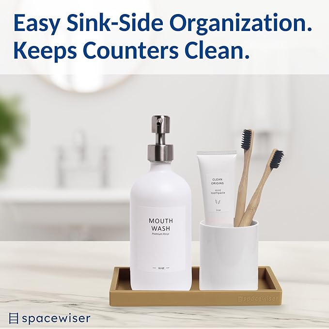 Spacewiser Countertop and Vanity Tray – Small 7.7" Silicone Soap Dispenser Trays