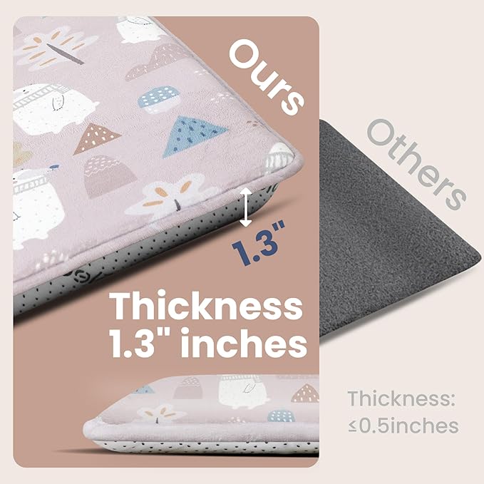 Baby Play Mat for Floor,1.3" Thick Cushioned Playpen Mat 50"x50",Extra Soft Elasti-Foam,Water Repellent Coral Velvet,Non-Slip for Crawling&Tummy Time,Infant Toddler Kids Nursery Rug((Polar Bear)