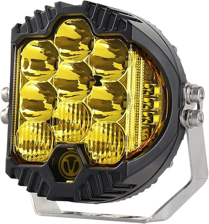 Gzminjie 7 inch 90W Amber Yellow LED Driving Light Compatible with Wrangler Off Road Vehicle ATV UTV Golf cart Lighting Trucks Pickup f150 Work Light, Pack of 1