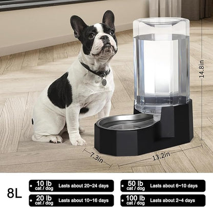 Sfozstra Large Dog Water Dispenser: 8L Large Capacity Gravity Water Feeder