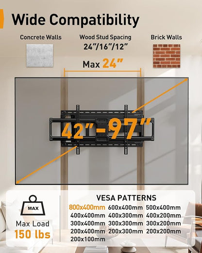 Perlegear Long Arm Full Motion TV Wall Mount
