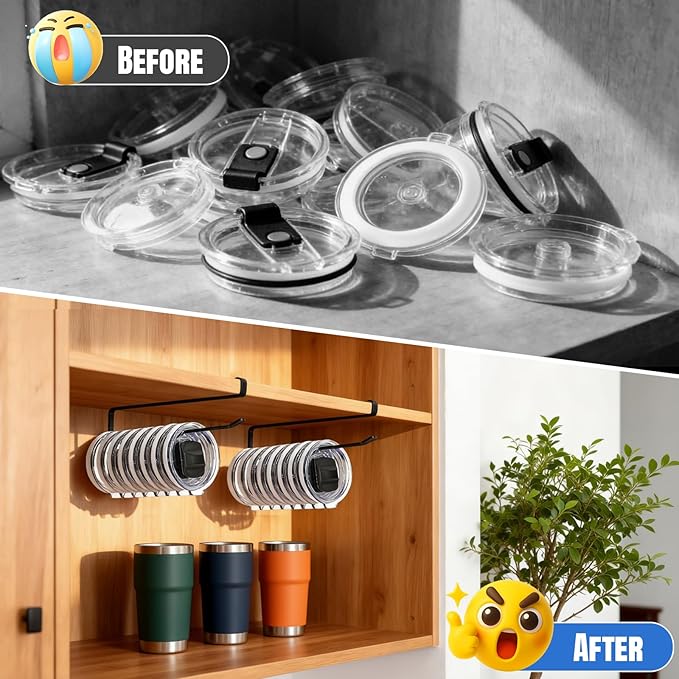 1 Pack Tumbler Lid Organizer, Versatile Cup & Water Bottle Lid Holder, Upgraded