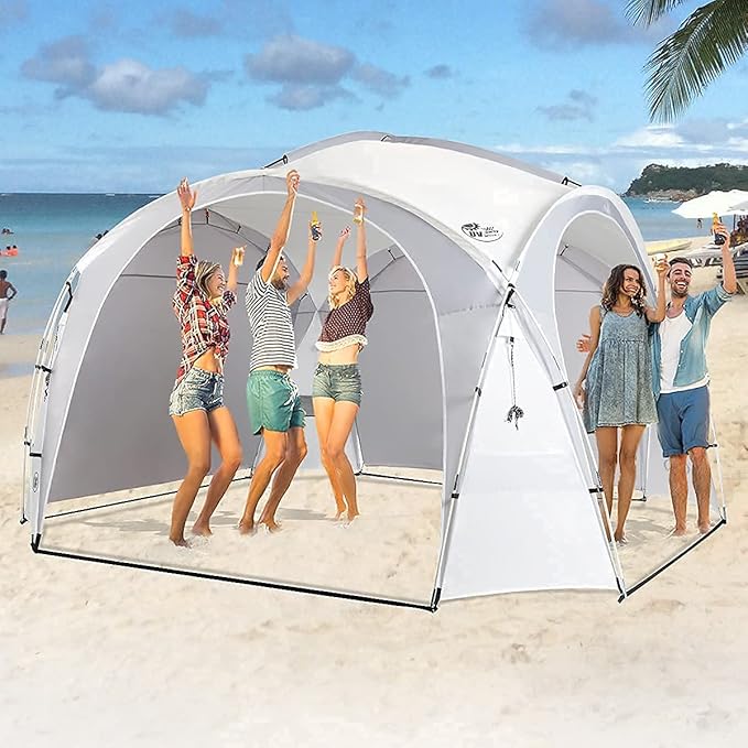UNP Easy Beach Tent Pop Up Canopy UPF50+ Tent with Side Wall, Ground Pegs, and Stability Poles, Sun Shelter Rainproof, Waterproof for Camping Trips, Backyard Fun, Party Or Picnics