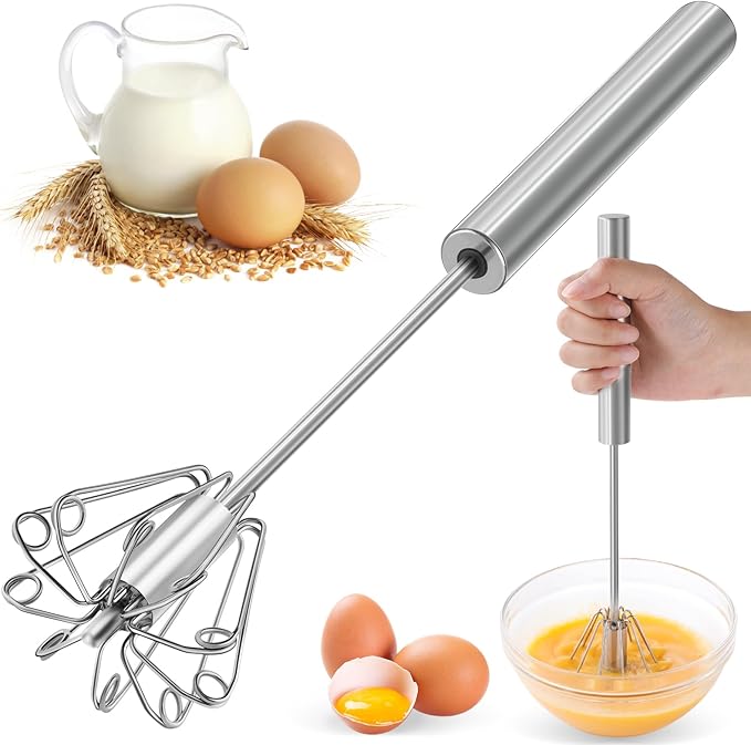 2026 Upgraded Semi-Automatic Stainless Steel Egg Beater – Hand Push Whisk
