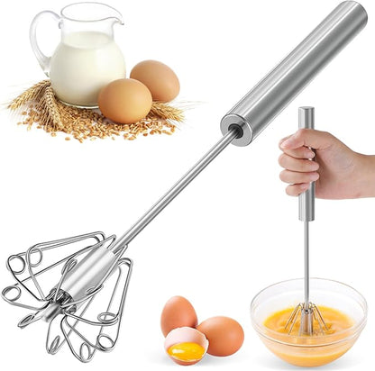 2026 Upgraded Semi-Automatic Stainless Steel Egg Beater – Hand Push Whisk