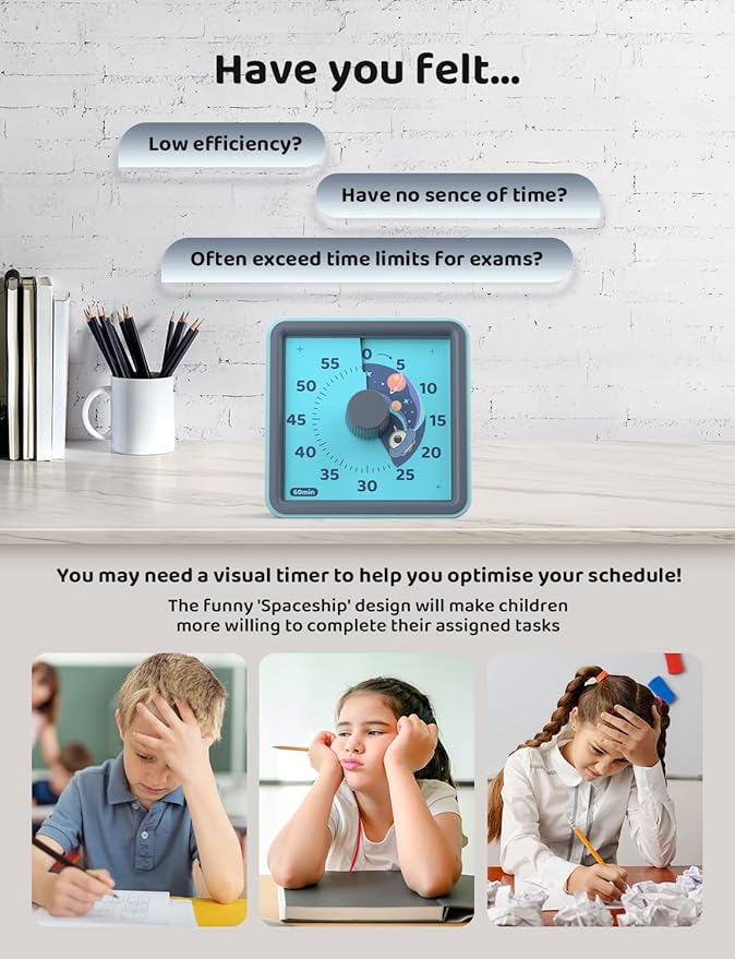LIORQUE 60 Minute Visual Timer for Kids, Visual Countdown Timer for Classroom