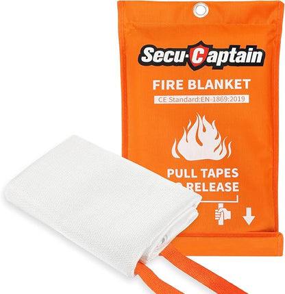 SecuCaptain Emergency Fire Blanket for Home and Kitchen - 40"x40" Flame Suppression Fiberglass Fire Blankets for House Camping Car Office Warehouse Survival Safety