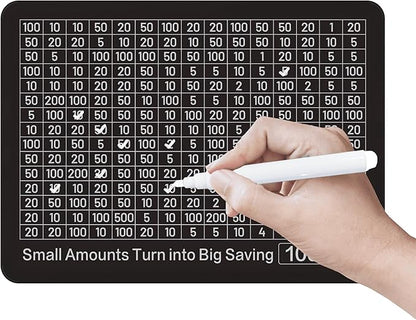Piggy Bank for Adults Kids, Wooden Coin Bank for Boys and Girls, Cash Vault Money Saving Box with Counter $10000 $5000 Savings Challenge Money Box with Money Target and Numbers (Black Box+ 8 Sheets)