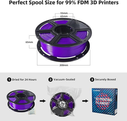 FLASHFORGE PLA Filament 1.75mm, 3D Printer Filament 1kg (2.2lbs) Spool, Dimensional Accuracy +/- 0.02mm, 3D Printing Filament Easy to Use and Fits for Most FDM 3D Printers (Purple)