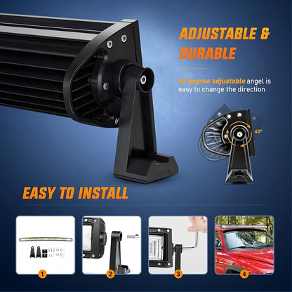Nilight - 18015C-A LED Light Bar, 52Inch, 783W, 78000LM, Curved Triple Row Flood Spot Combo Beam Off Road Driving Lights for Boat, Trucks, 2 Years Warranty