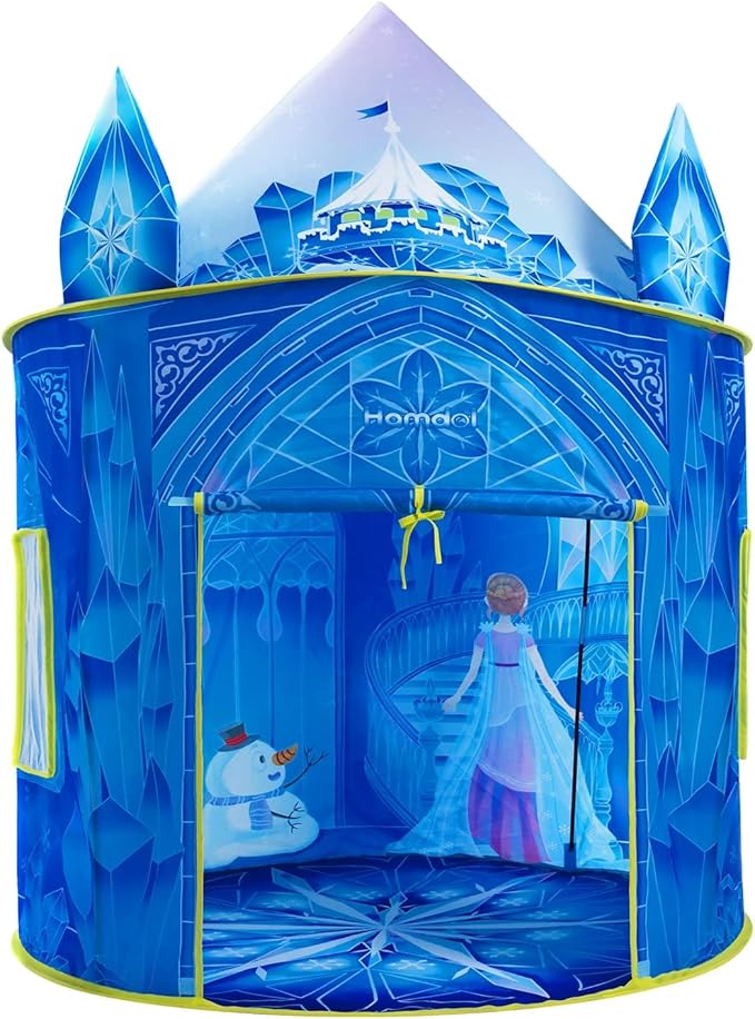 Princess Play Tent, Frozen Toy for Girls, Ice Castle Kids Tent Indoor and Outdoor, Large Imaginative Playhouse with Carrying Bag for 1 2 3 4 5 6 7 8 9 Years Old Girls, Christmas & Birthday Gift