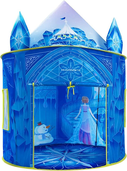 Princess Play Tent, Frozen Toy for Girls, Ice Castle Kids Tent Indoor and Outdoor, Large Imaginative Playhouse with Carrying Bag for 1 2 3 4 5 6 7 8 9 Years Old Girls, Christmas & Birthday Gift