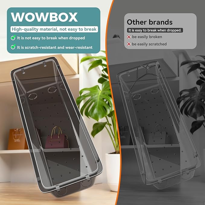 WOWBOX 44 PCS Clear Plastic Drawer Organizer Set, 4 Varied Size storage Bins