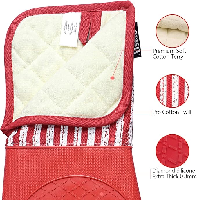Alselo Silicone Oven Mitts Heat Resistant 932℉