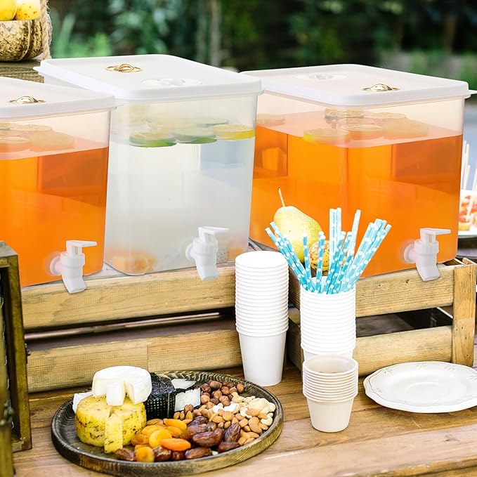 Domensi 4 Pack 2 Gallon Fridge Beverage Drink Dispenser