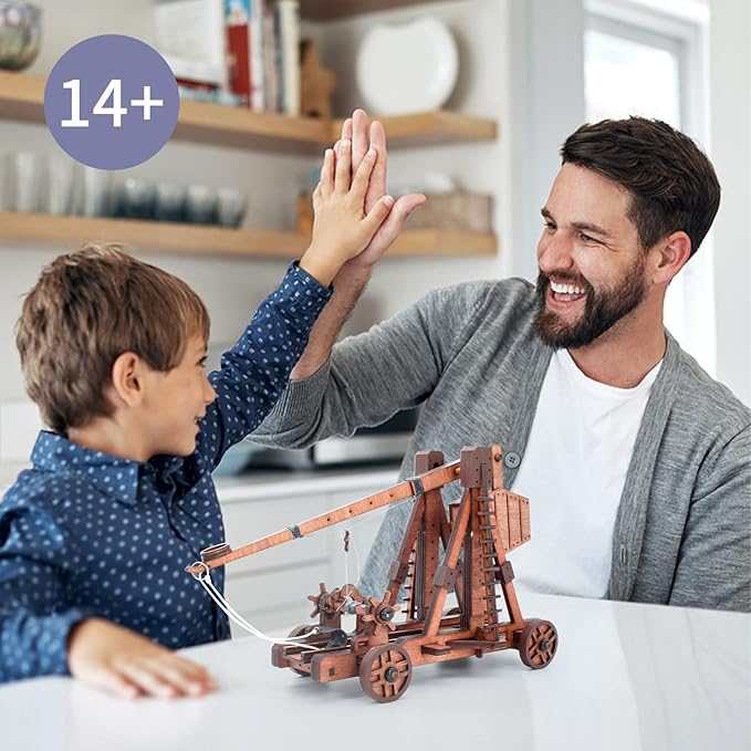 DIY 3D Wooden Puzzles for Adults Trebuchet Science Building Kit Model Catapult Engineering Kit Wood Assembly Gifts