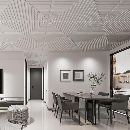 Art3d 12-Pack Drop Ceiling Tiles 2x2 FT, PVC 3D Textured Panels