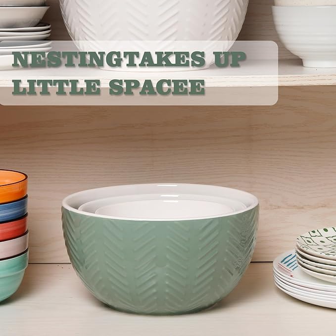 HAPPY KIT Ceramic Mixing Bowls Set, Serving Bowls Set