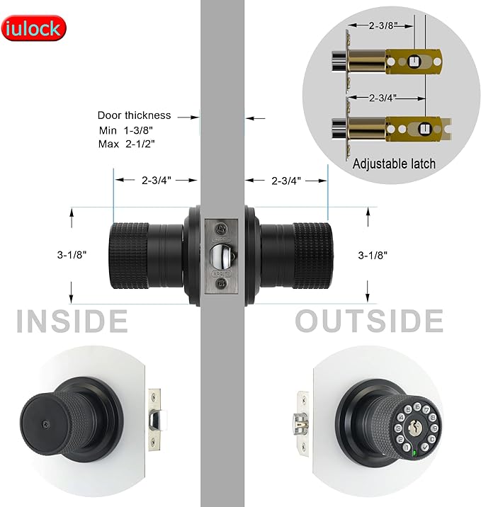 iulock Keypad & Key Smart Door Lock, 50 User Codes, Waterproof, Auto Lock